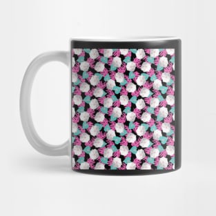 Moonflowers - pink and turquoise on black Mug